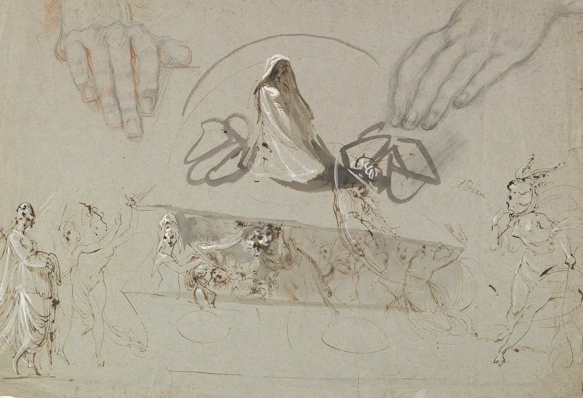 Studies of Fairies with a Pair of Hands possibly representing the Opening of Pan