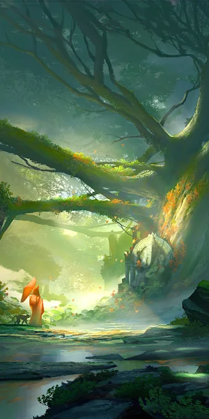 Fantasy Landscape, Forest Art, Digital Painting, Magical Realism 2K Wallpaper Background