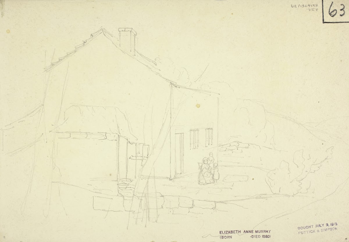 Sketch of House with Mother and Children