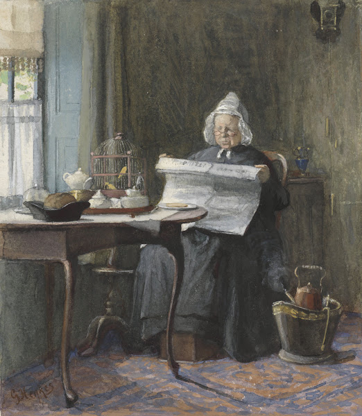 Interieur Met Een Vrouw Die De Krant Leest 1854   1927