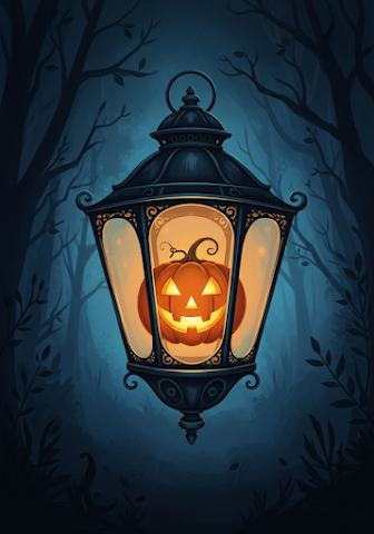 Halloween Pumpkin Lantern in Forest