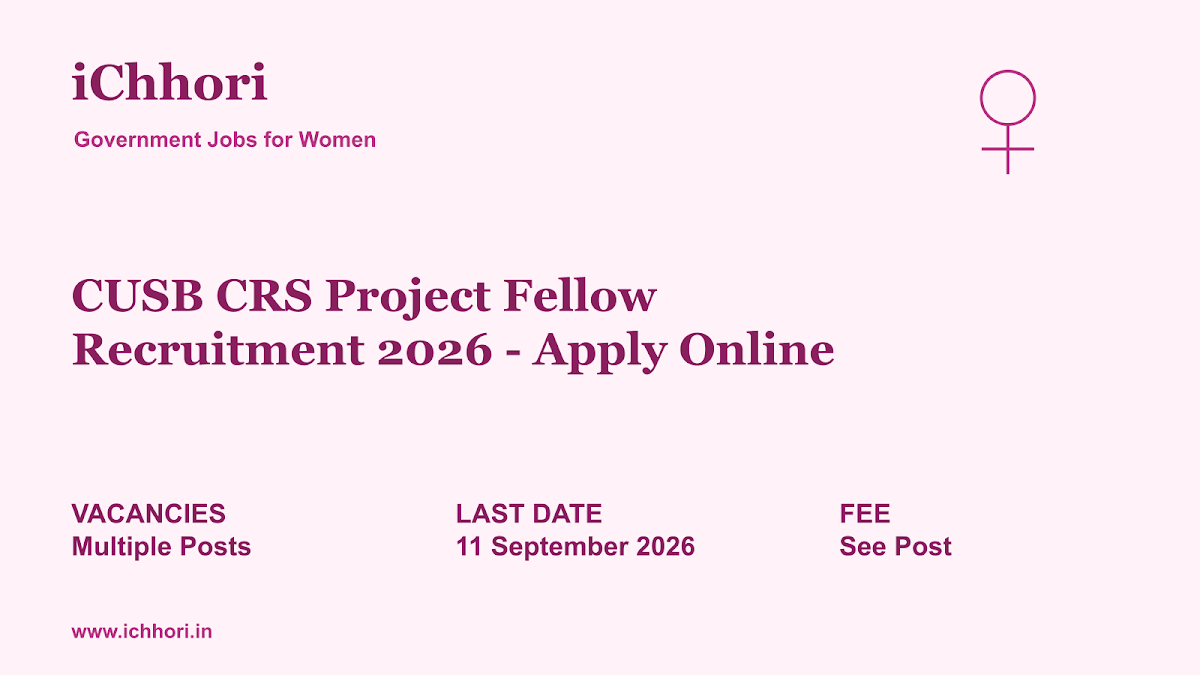 CUSB CRS Project Fellow Recruitment 2026 - Apply Online - iChhori