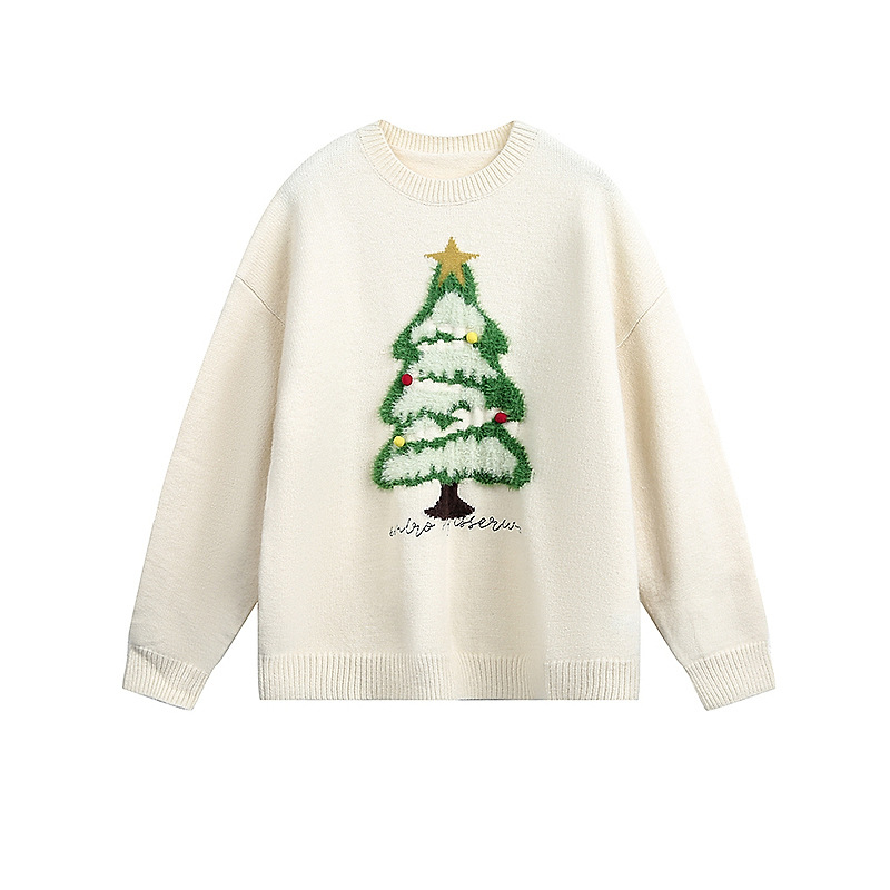 Herren-Strickpullover mit Weihnachtsbaum-Motiv