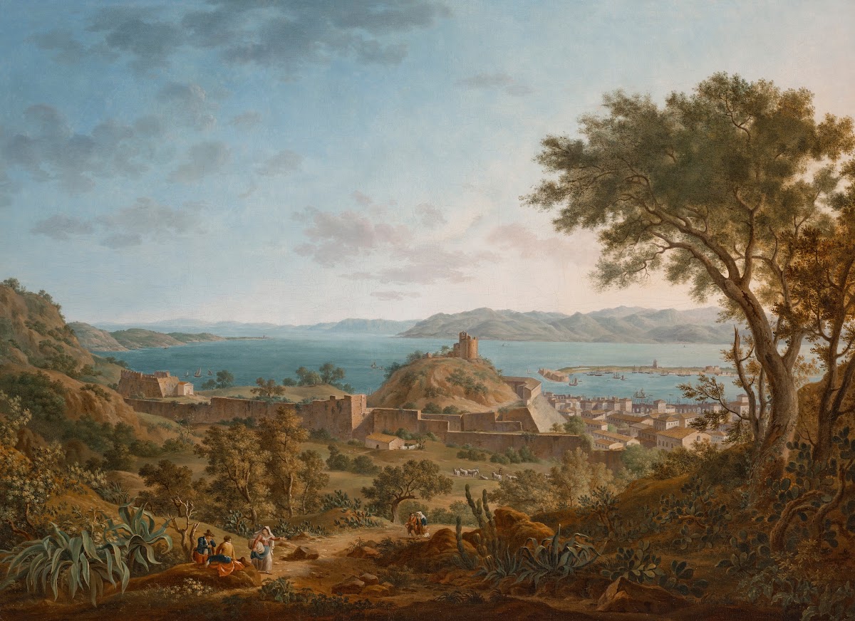 The Strait Of Messina Sicily From The West With A View Of The Fortifications And