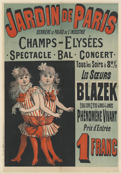 Jardin de Paris Les Soeurs Blazek un seul corps 2 têtes 1884
