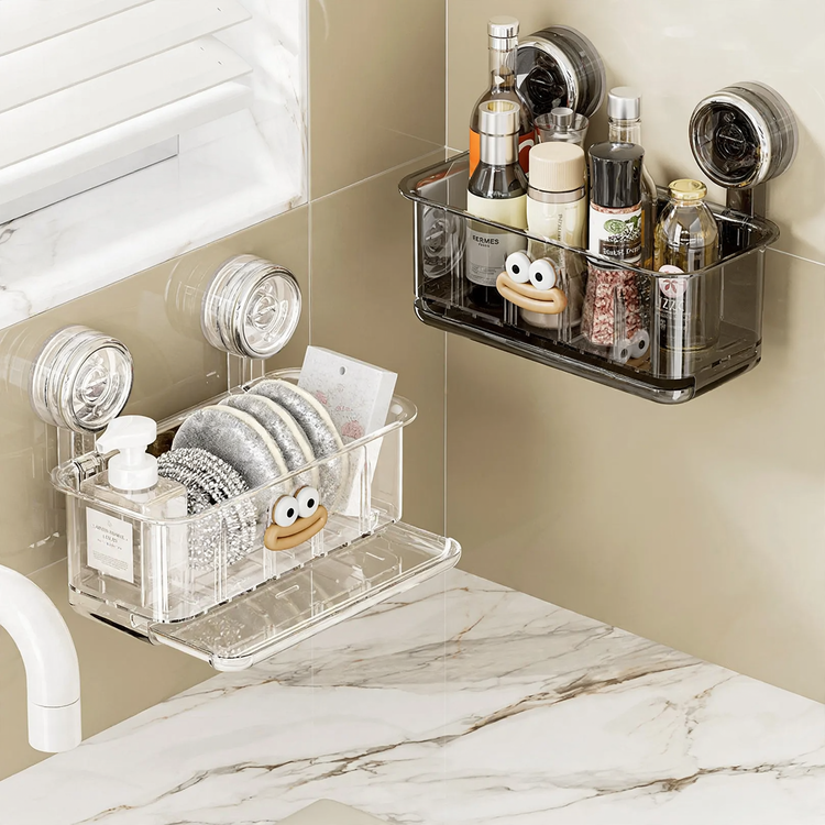 Wall shelf for kitchen with suction cup, no drilling