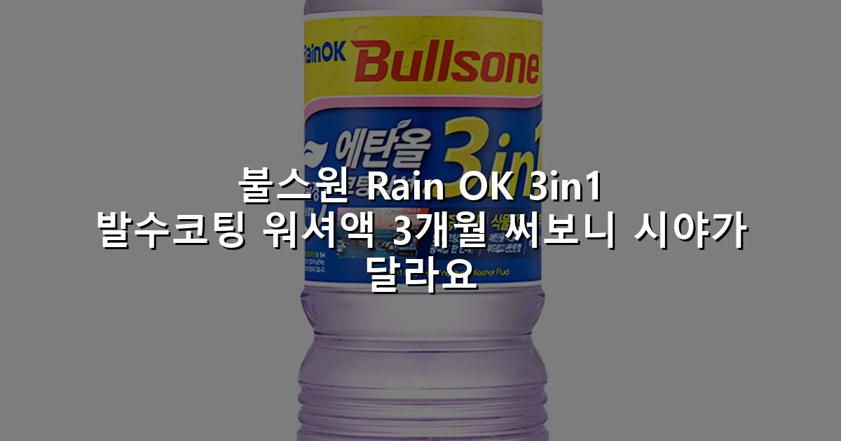 불스원 Rain OK 3in1 발수코팅 워셔액 3개월 써보니 시야가 달라요