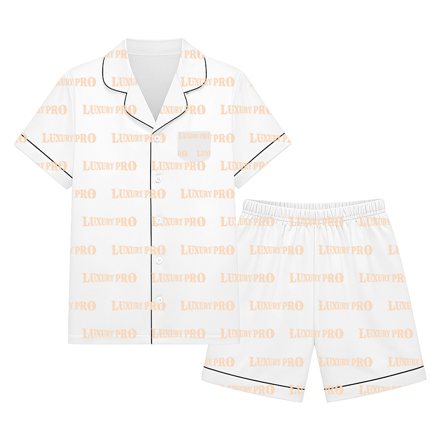 3D Kids short-sleeved shirt pajama set with line