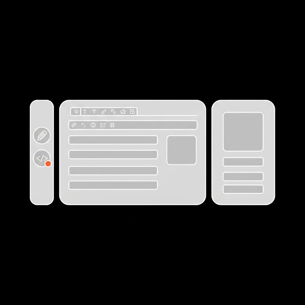 Minimal 2D vector mockup of a wiki editor with editor icons and a side infobox in Social Success Hub colors — add new page to Fandom wiki