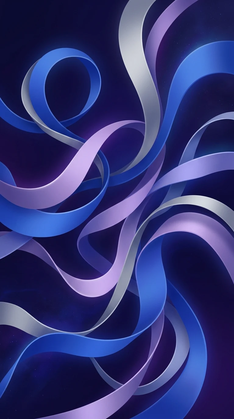 Fluid Ribbon Shapes in Soothing Blue and Lavender Gradients - Free 4K mobile Wallpaper