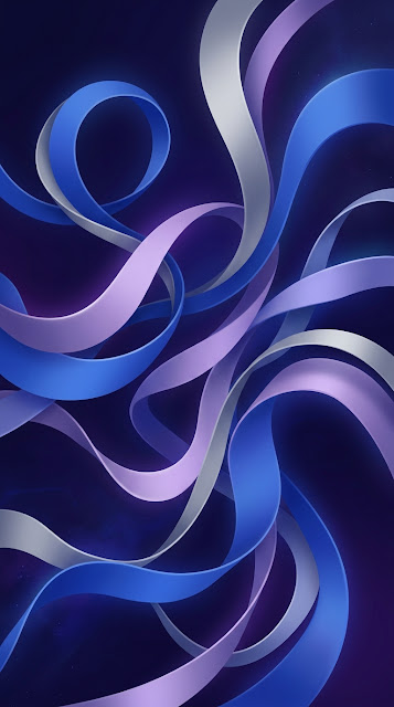 Fluid Ribbon Shapes in Soothing Blue and Lavender Gradients - Free mobile Wallpaper