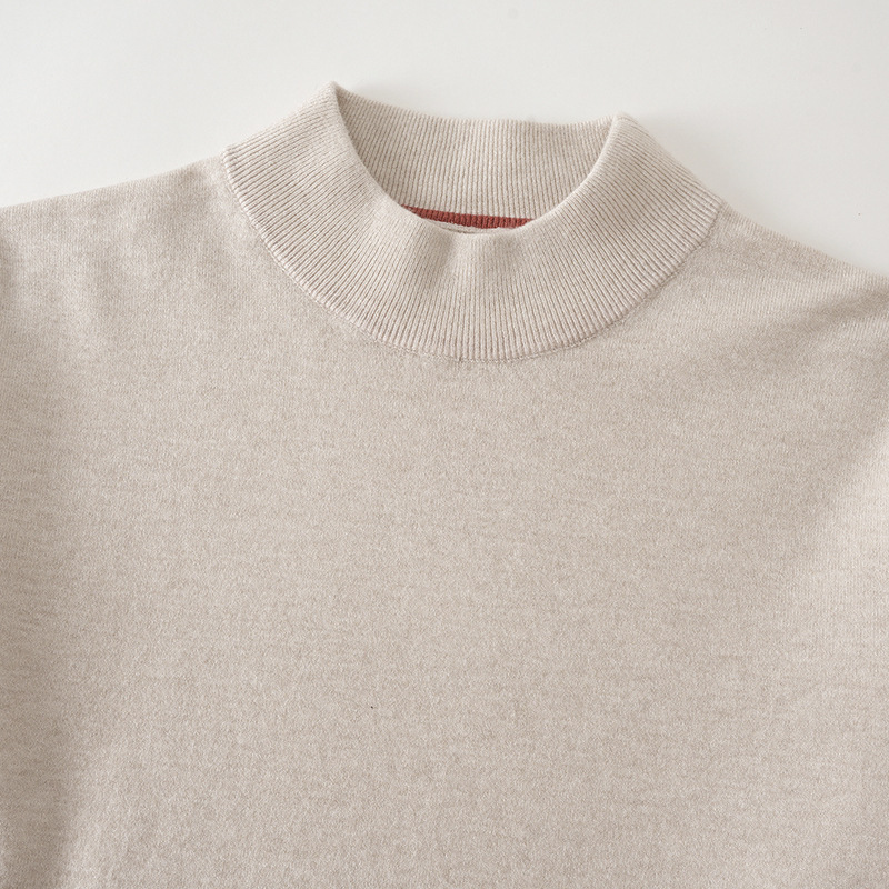 Herren-Strickpullover mit Stehkragen, einfarbig