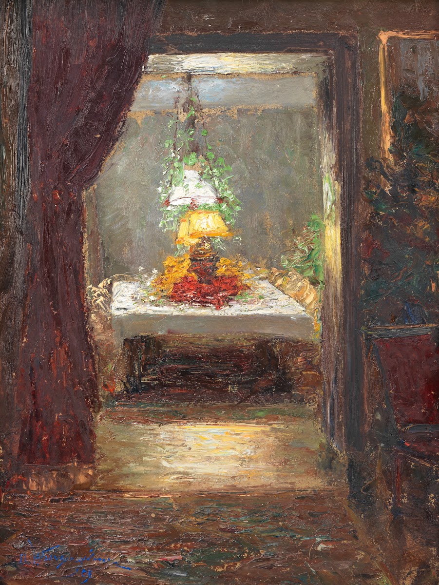 Blick auf eine festlich gedeckte Tafel 1909