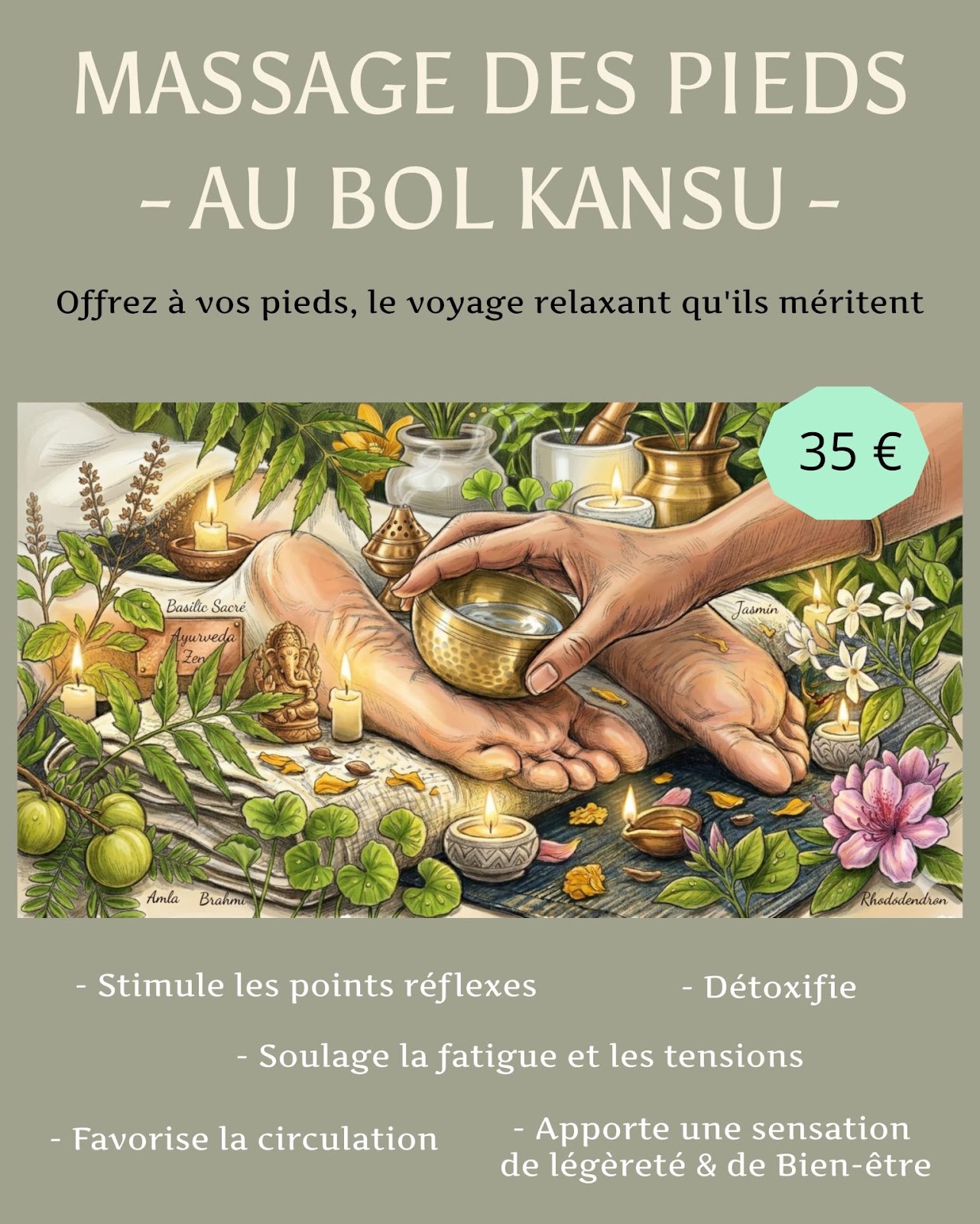 Massage des pieds au bol kansu