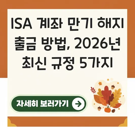 ISA 계좌 만기 해지 출금 방법