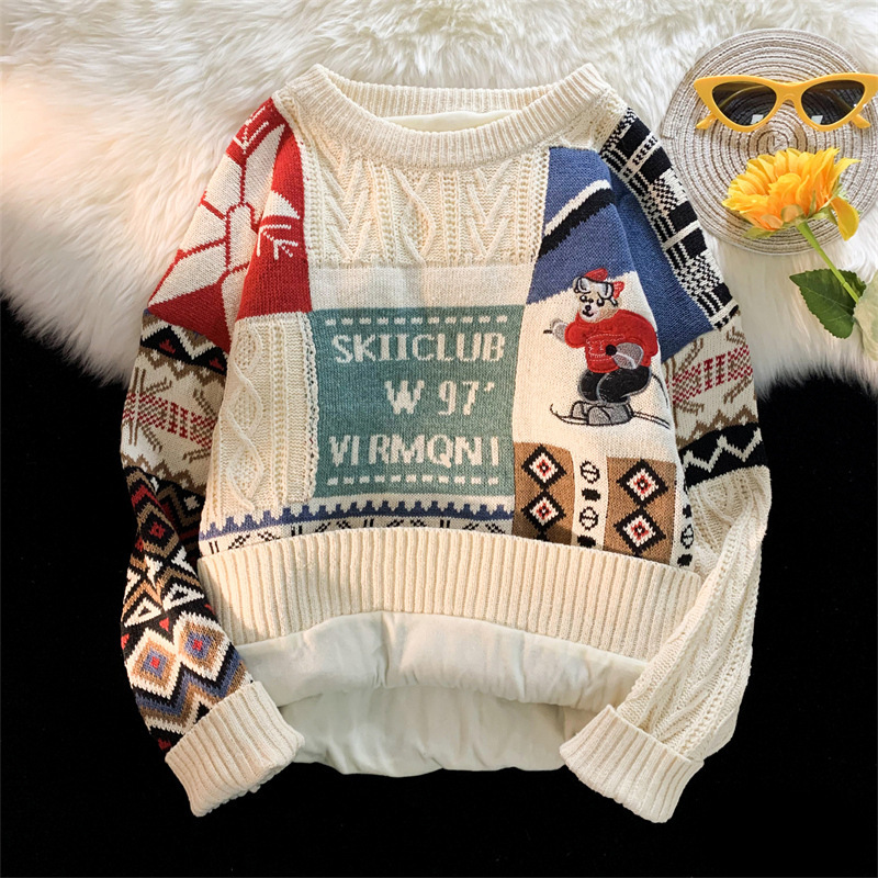 Warm Winter Knitted Sweater for Men, Christmas Design