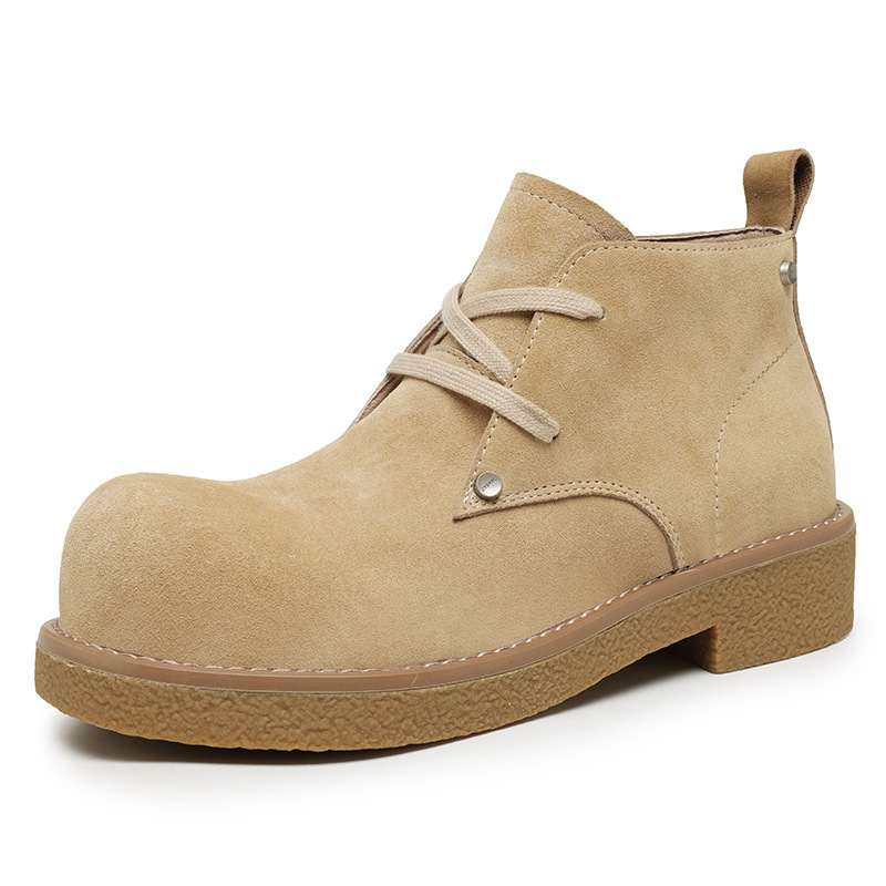Men's Derby Shoes, Suede, Platform, Lace-Up Boots
