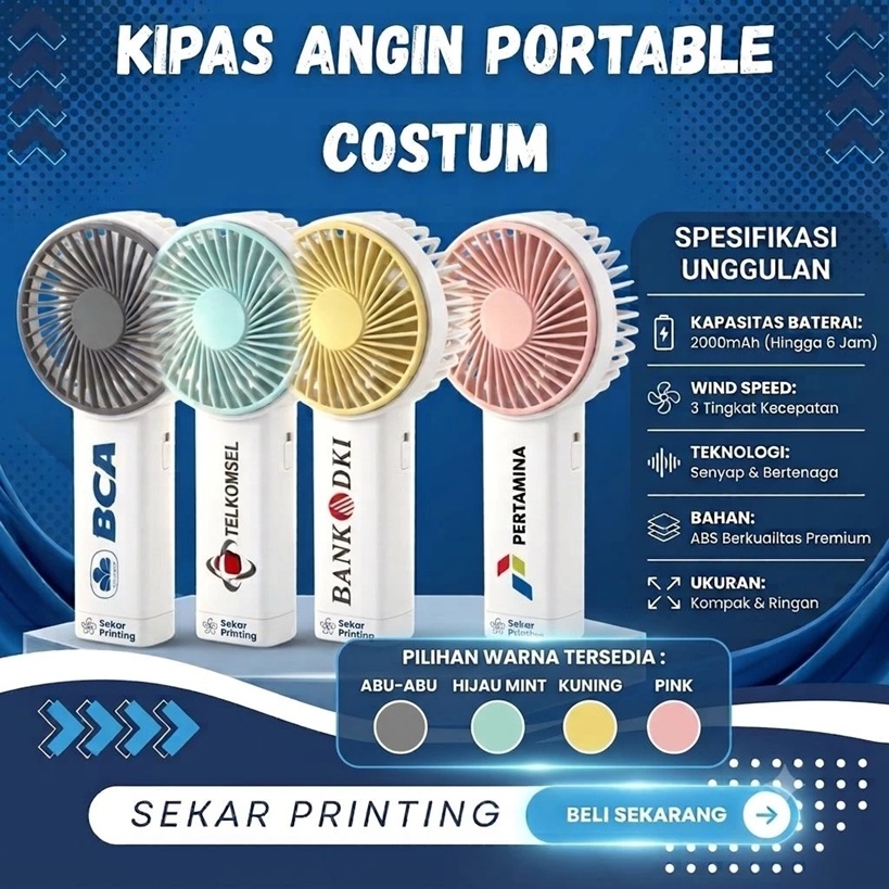 kipas mini costum/kipas mini costum logo/kipas souvenir — Sekar Printing