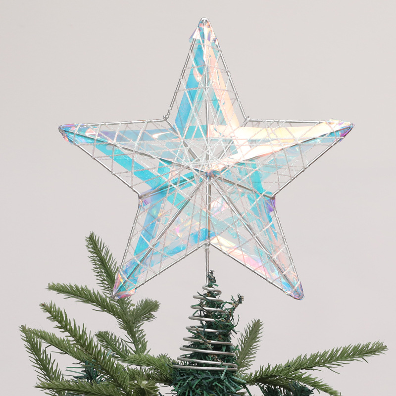 Weihnachtsbaum-Stern aus Eisen mit Licht und Bändern