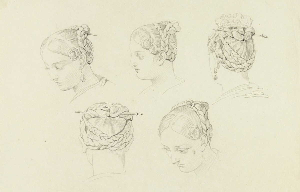 Etude de coiffure féminine sous cinq angles de vue Rome