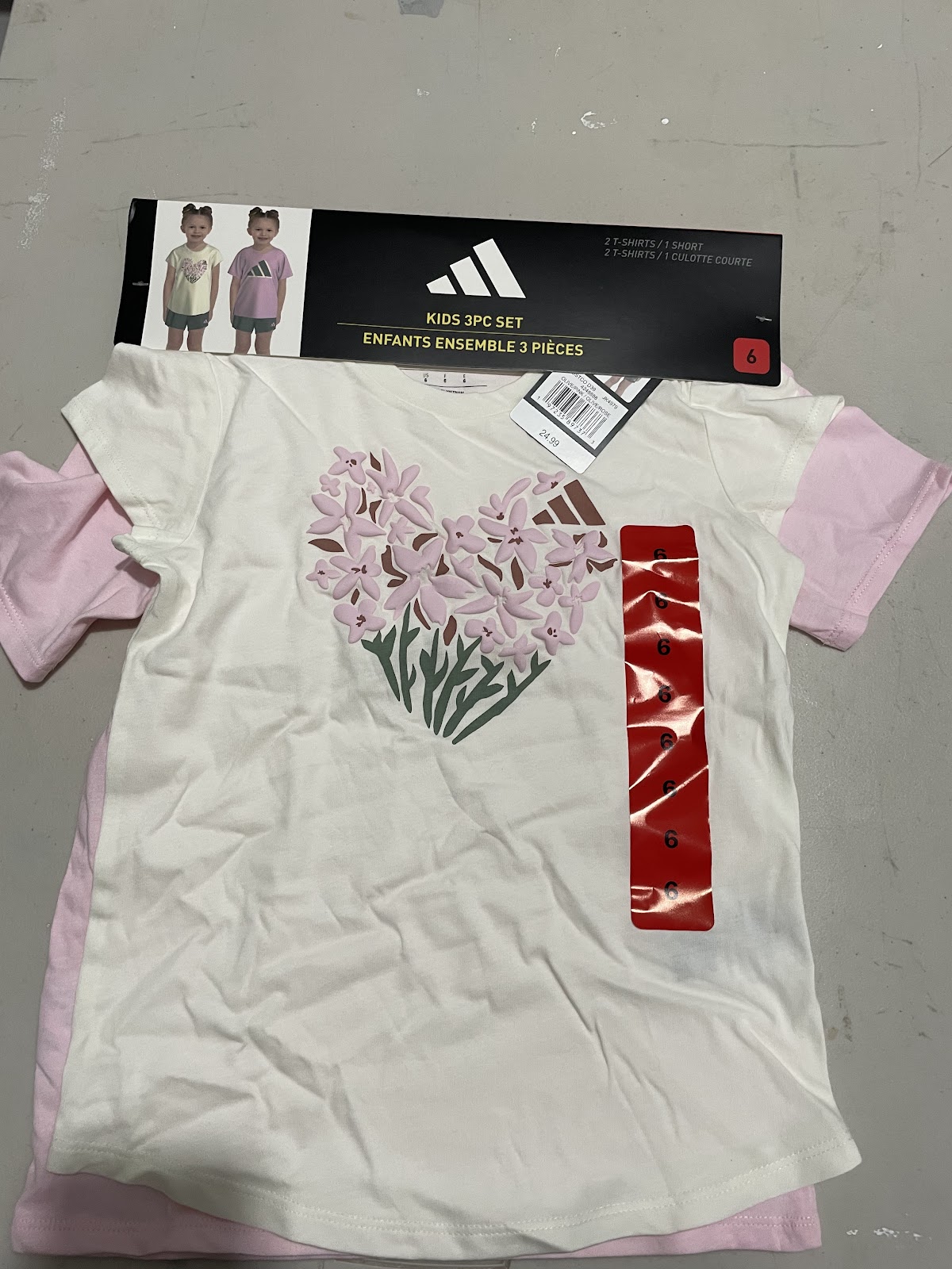 Adidas Kids 3pack Heart Cream S6 #1715
