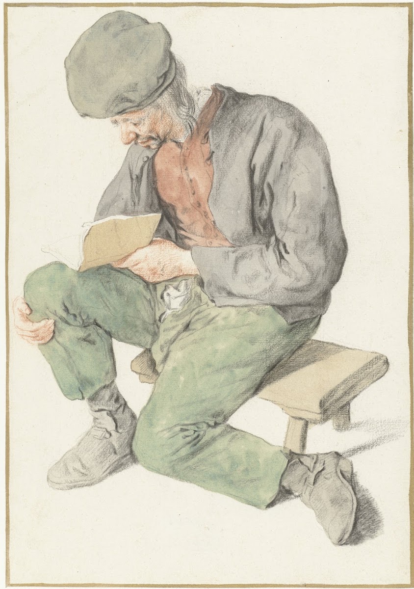 Seated Man Reading Facing Left 1690   1700