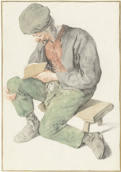 Seated Man Reading Facing Left 1690   1700