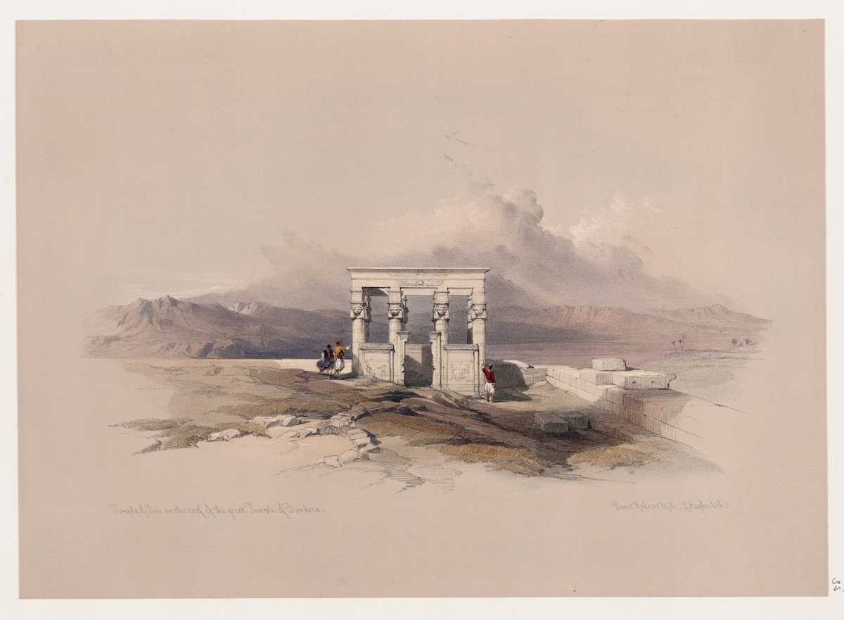 Temple of Isis on the roof of the great temple of Dendera Dandara 1846 1849