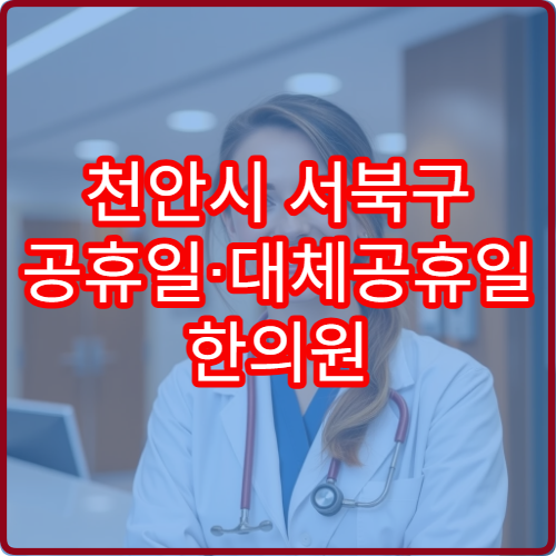 천안시 서북구 공휴일·대체공휴일 한의원 진료 병원 추나요법·침 치료 가능