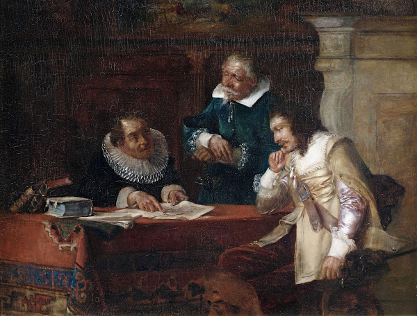 Ratsherren im historischen Interieur