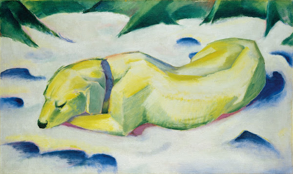 Dog Lying in the Snow ca 1911