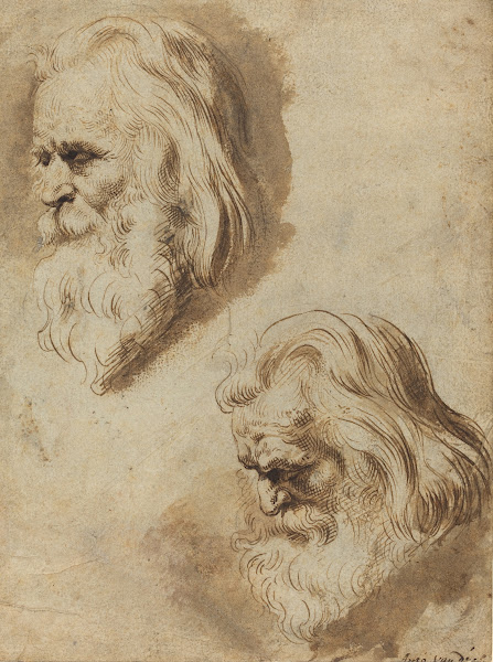 Two Studies of an Elderly Mans Head
