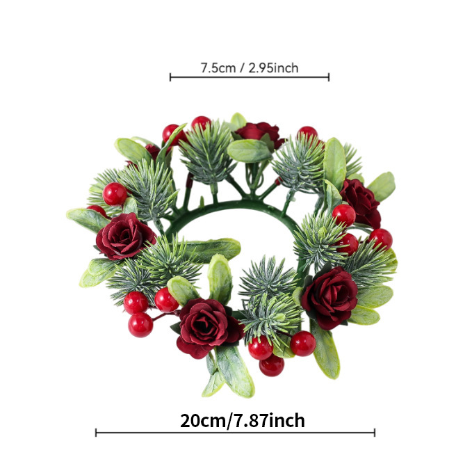 Christmas table wreath with pine cones and berries