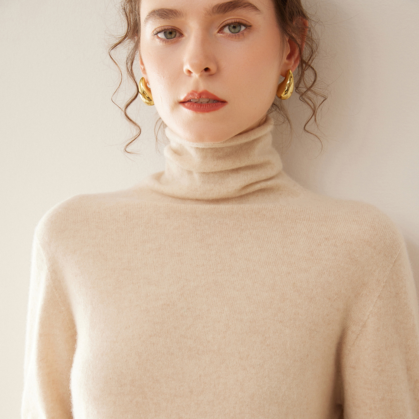 Soft Cashmere Sweater with High Collar
