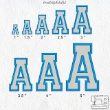 Seventh stitch photo of the Varsity 2 Color embroidery font