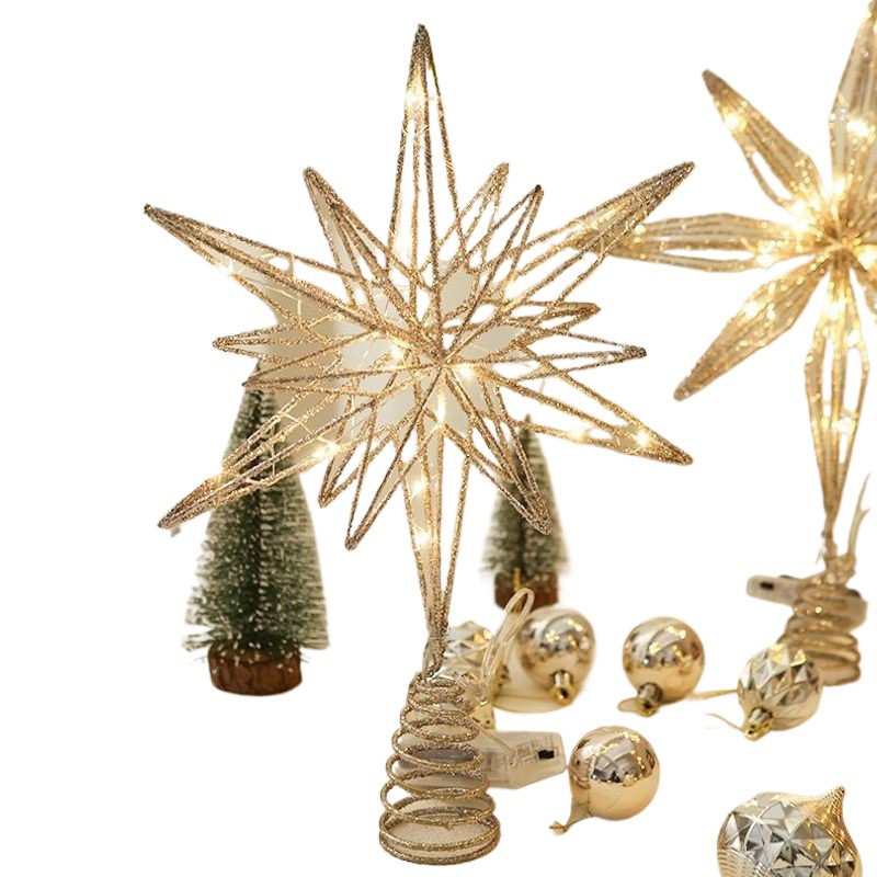 Beleuchteter Weihnachtsbaum-Spitzenstern aus Eisen