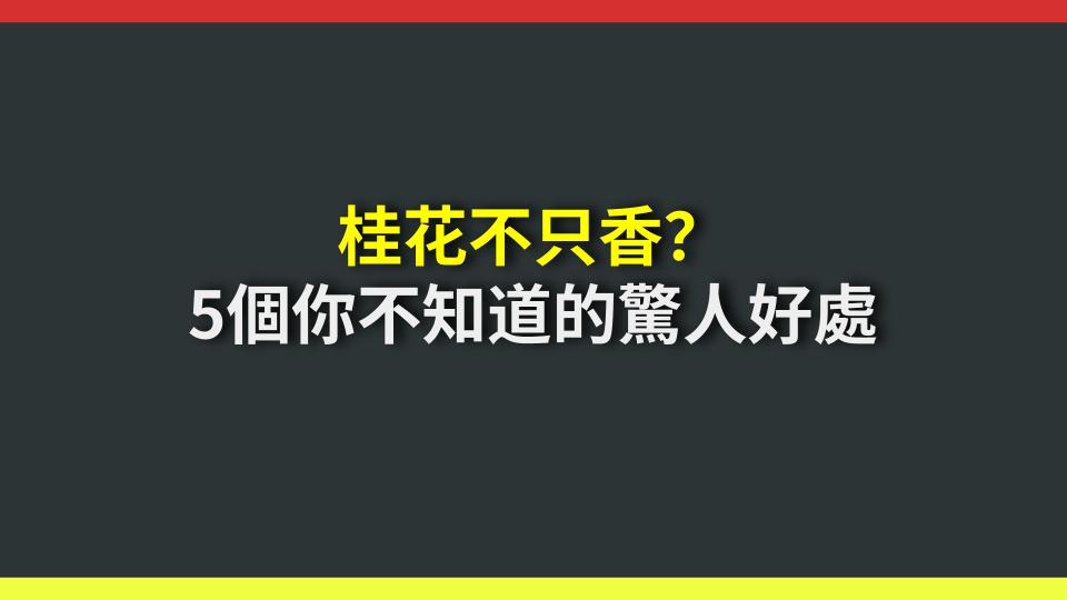 桂花不只香？5個你不知道的驚人好處