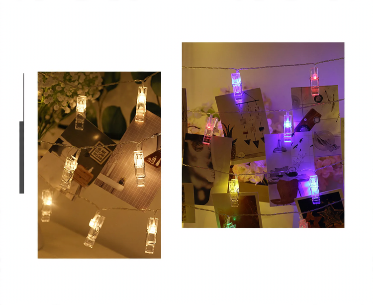LED-Lichterkette mit Fotoclips, batteriebetrieben