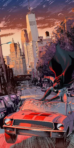 Batman, Comics, Mustang, Cityscape Full HD iPhone Wallpaper Background
