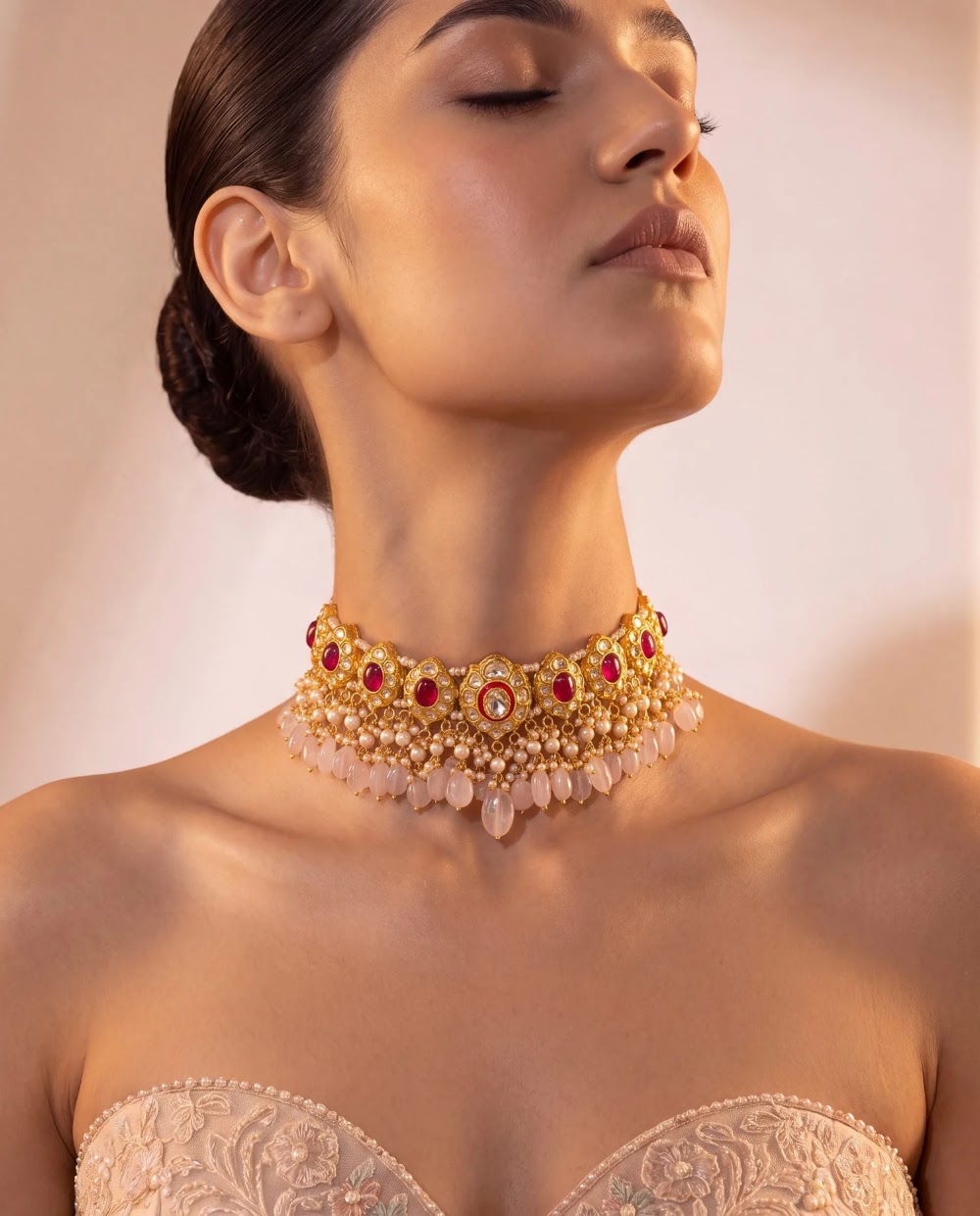 Model wearing the Vidita Polki Choker from Tyaani