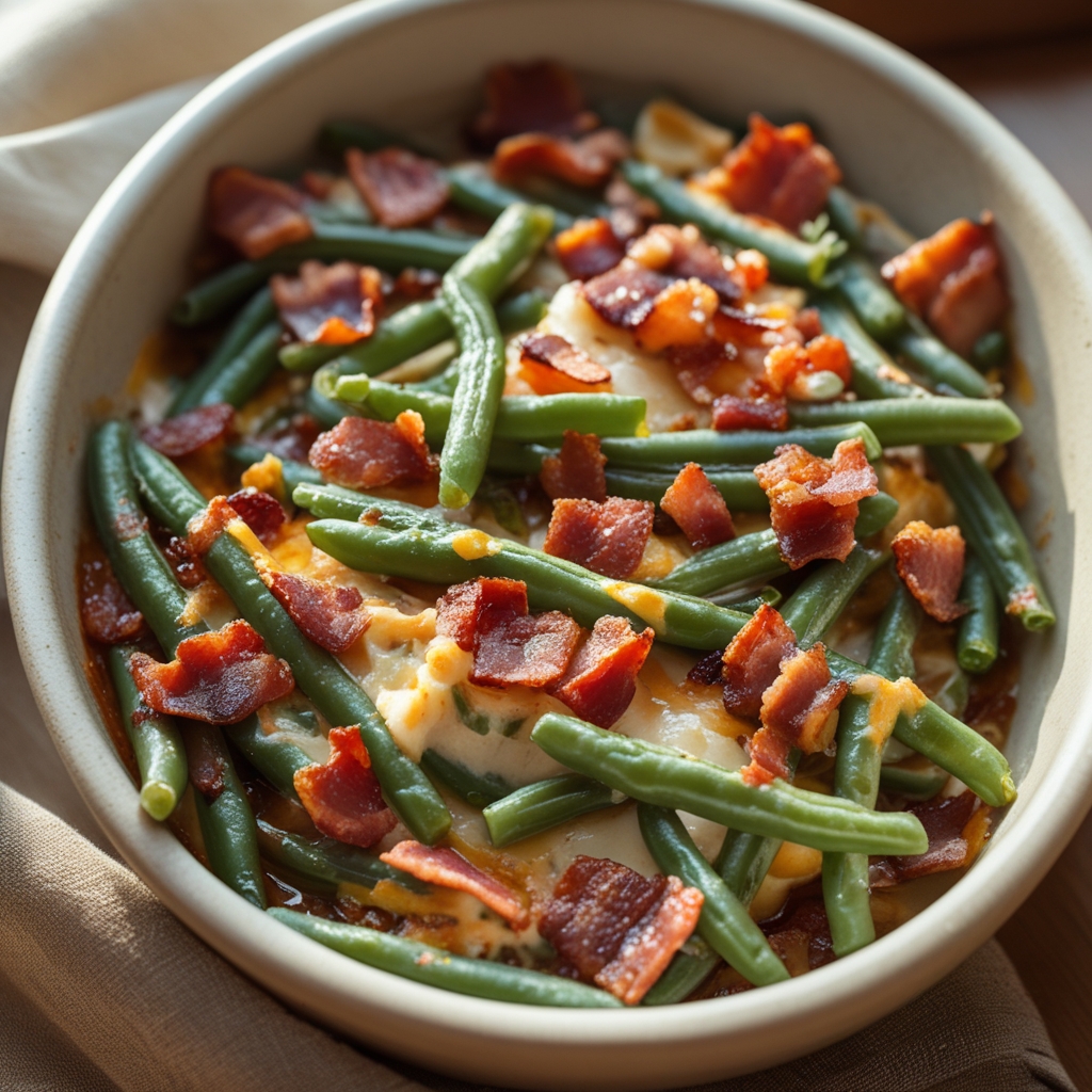 Bacon Loaded Green Bean Casserole - Easy Homemade Comfort Side Dish