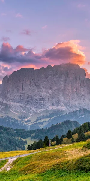 Dolomite Mountains At Sunset 4K Wallpaper Background