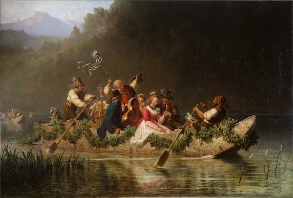 Hochzeitszug auf einem bayerischen Gebirgssee 1867