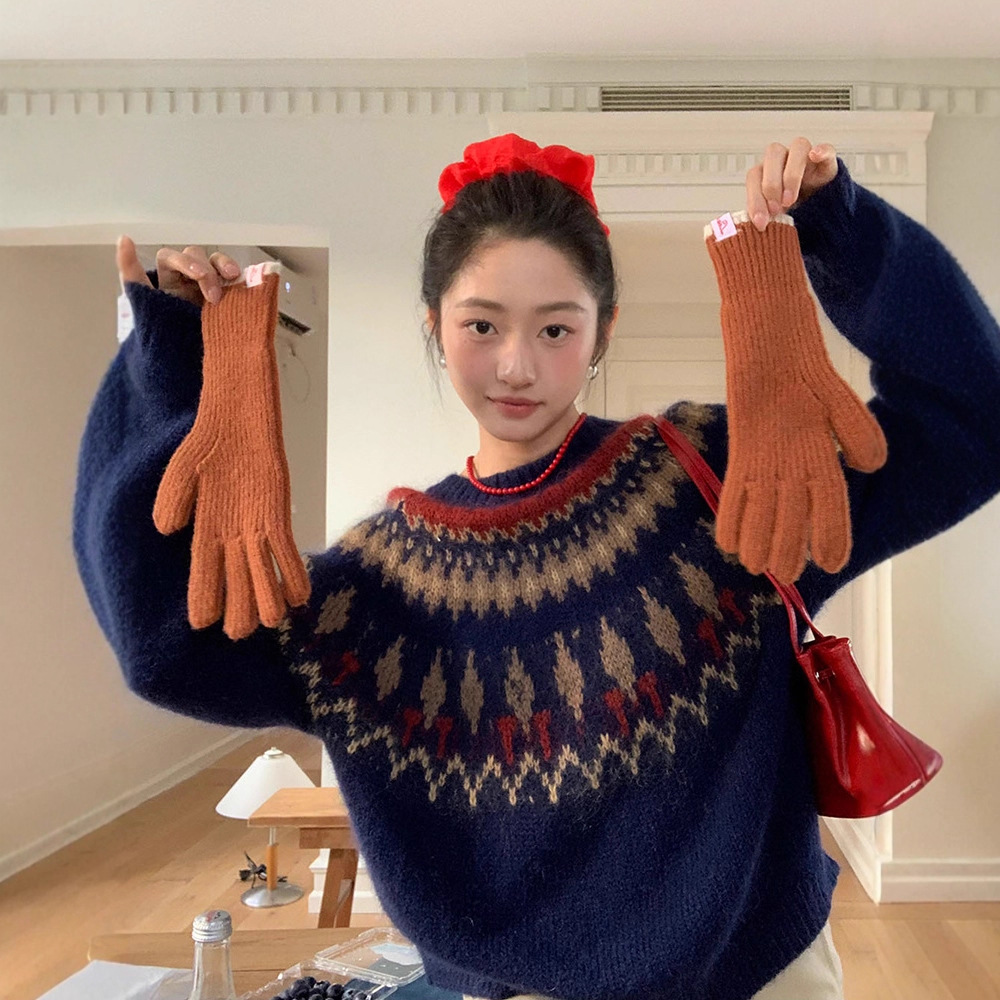 Mohair knitted sweater with Fair Isle pattern