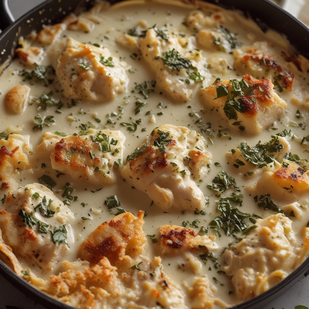 High-Protein Chicken Alfredo Bake for Easy Low-Carb Meal Prep - Quick & Homemade Comfort finished