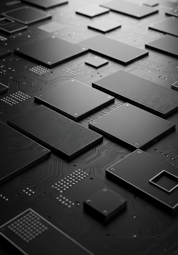 Futuristic Matte Black Circuit Board