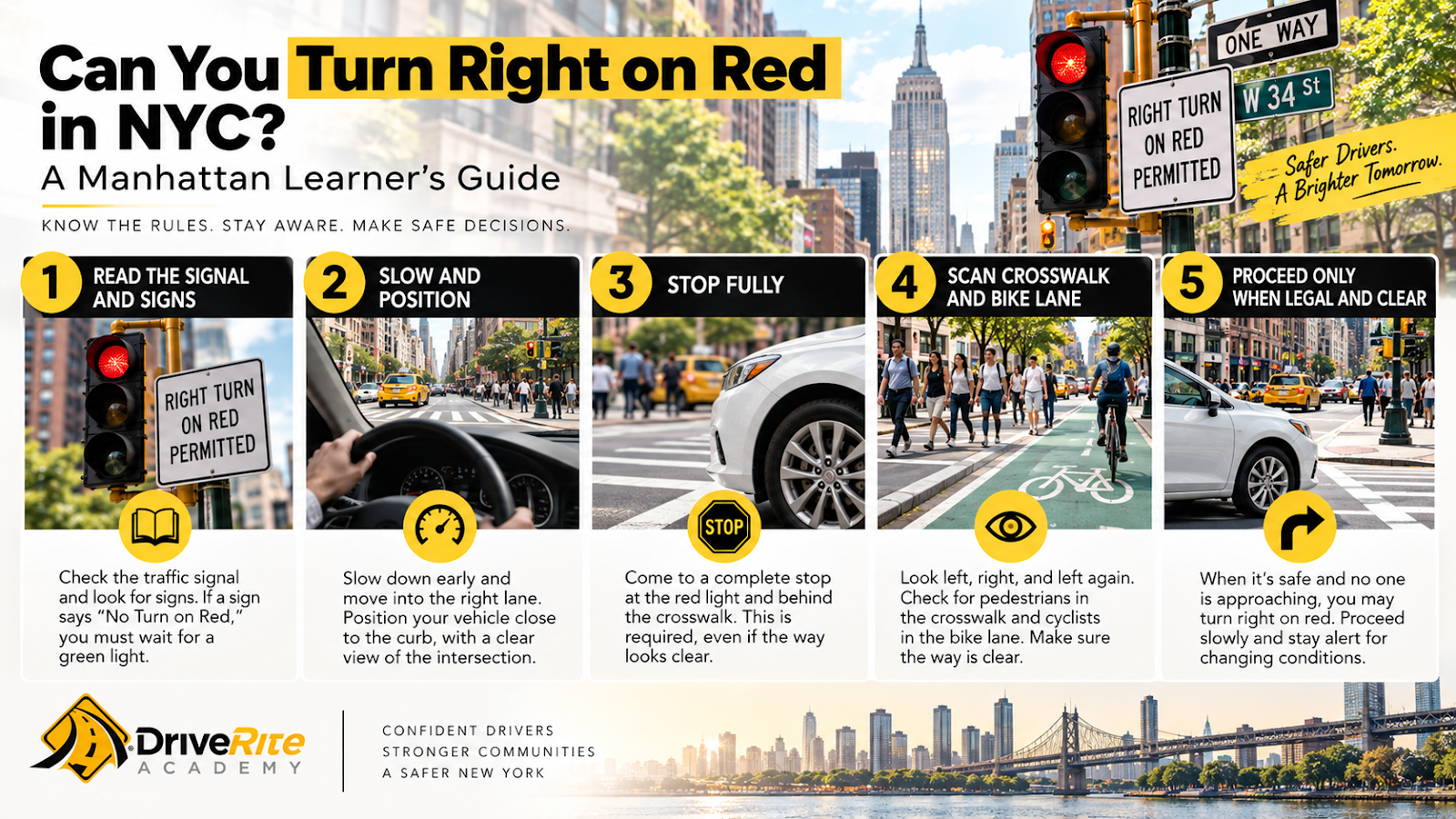 Can You Turn Right on Red in NYC? A Manhattan Learner’s Guide infographic