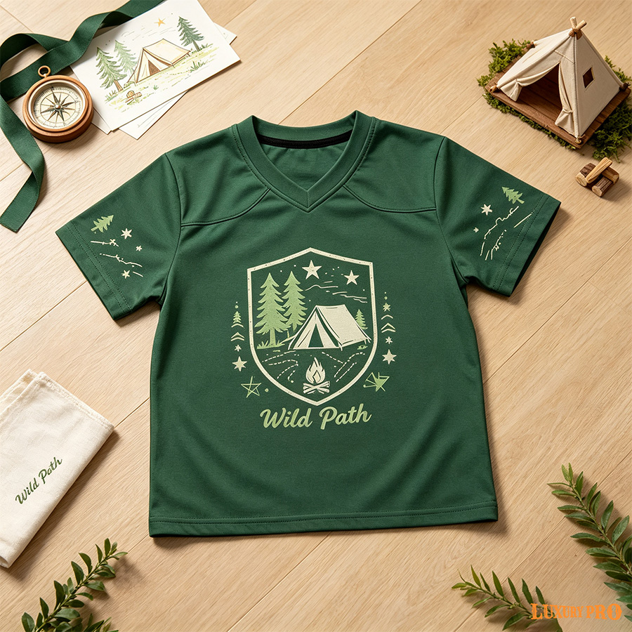 NGA V collar children's short-sleeved shirt