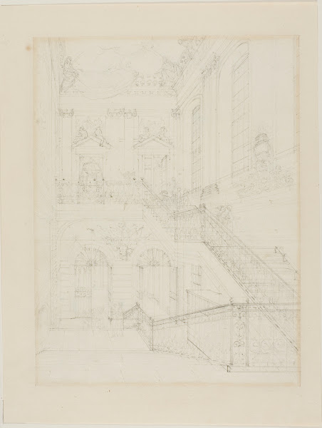 Study for The Hall and Staircase British Museum from Microcosm of London c 1808