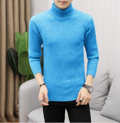 Herren-Strickpullover mit Rollkragen und Zopfmuster